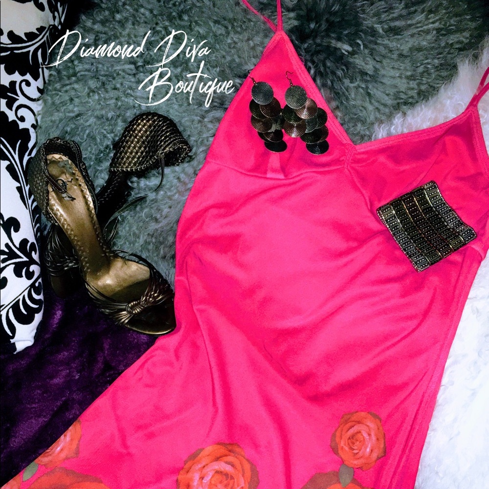 Express Coral Floral skinny strap dress
